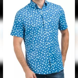 Southern Tide Mens Poplin Navy Floral Button Down Shirt Largge Like New